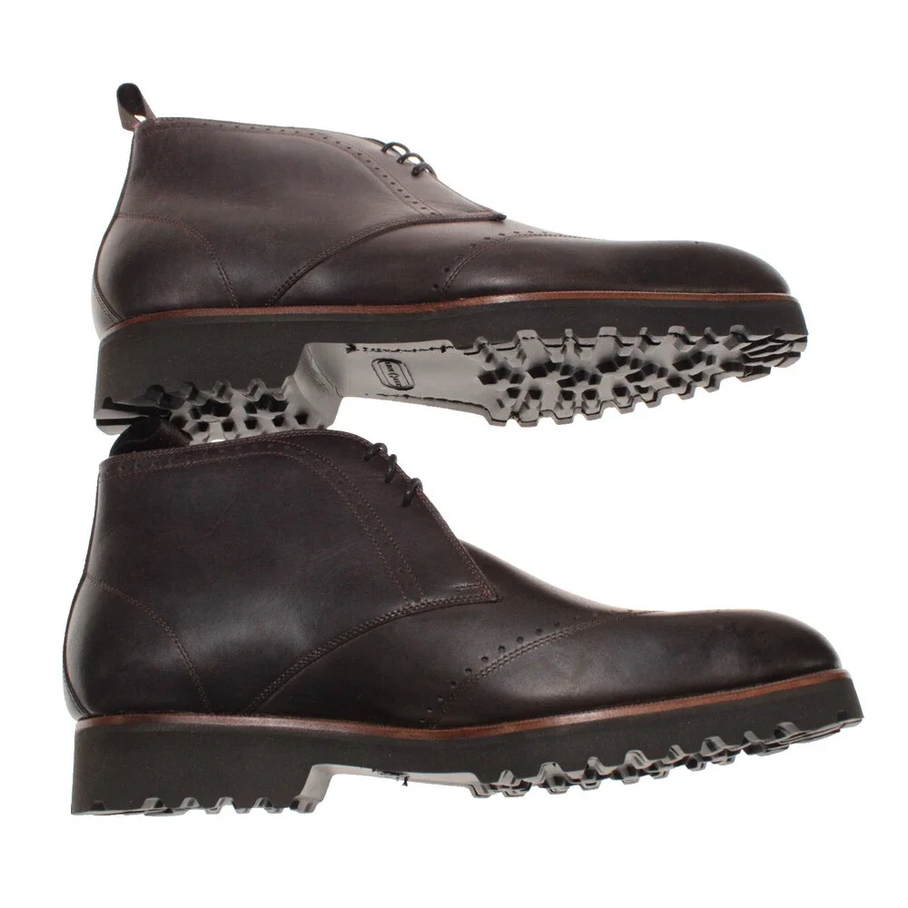 Di Bianco NWD Lace Up Chukka Boots Size 42 (US 9) in Brown Leather Made in Italy